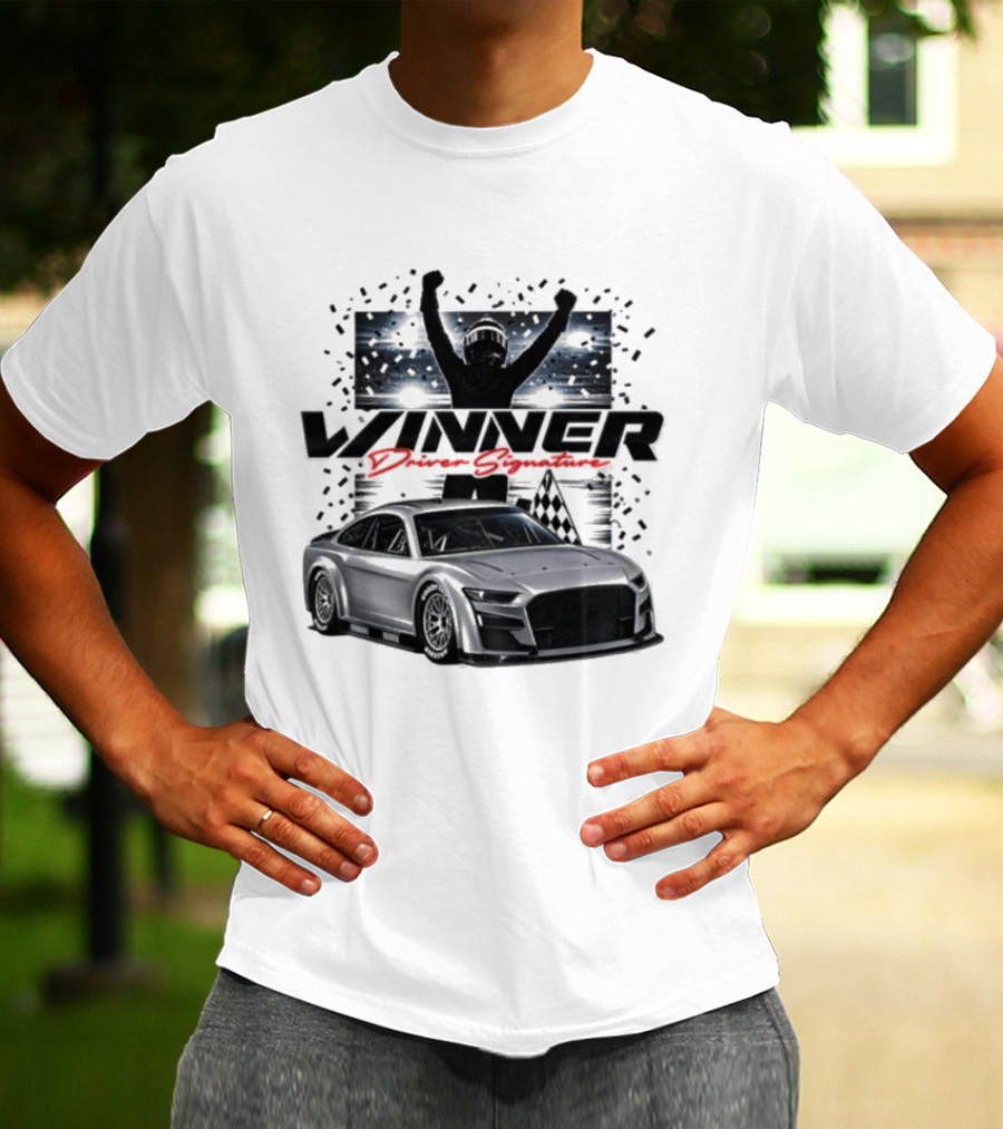 Joey Logano 2026 Winner Bass Pro Shops Night Race Victory Car And Driver Signature T-Shirt