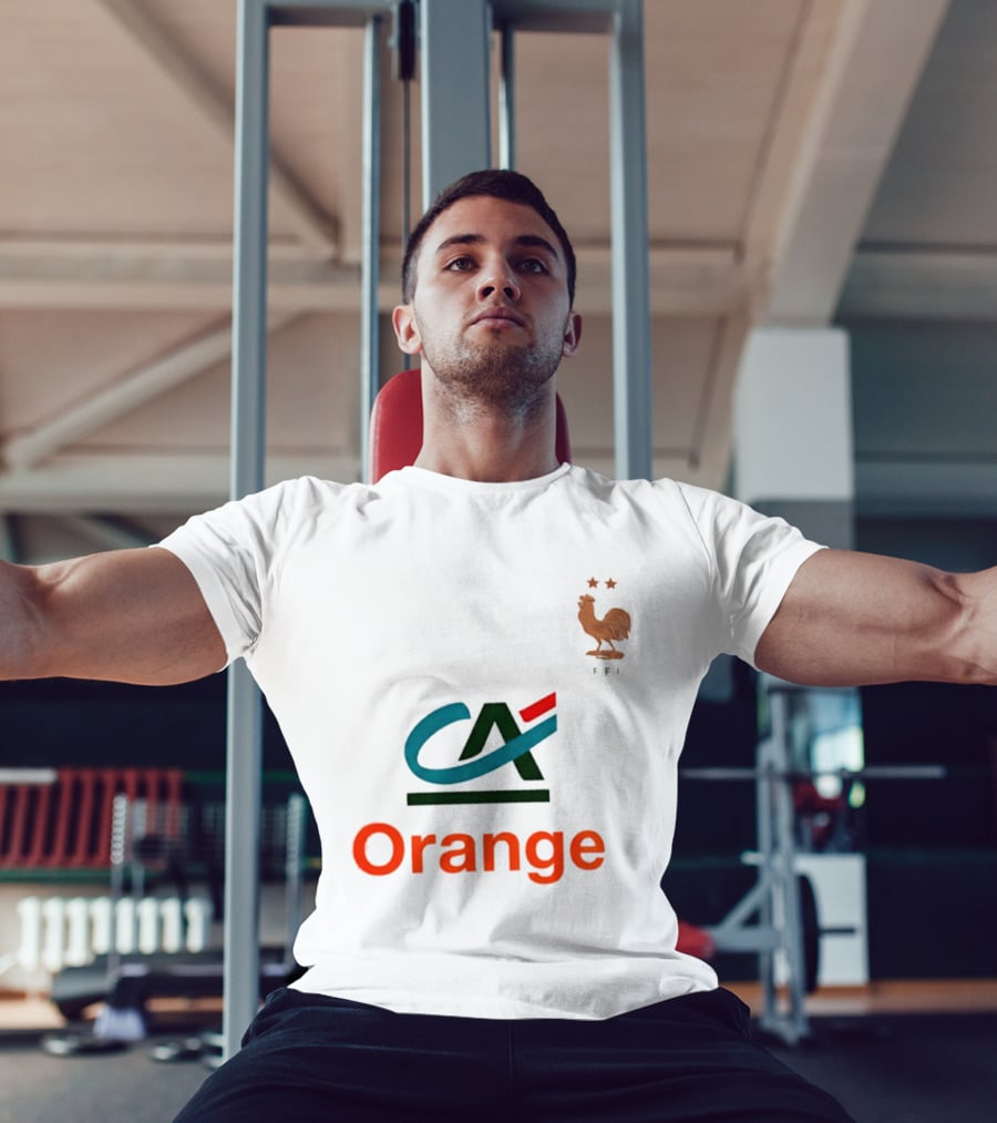 Crédit Agricole Orange Rooster Emblem With Stars And FF T-Shirt