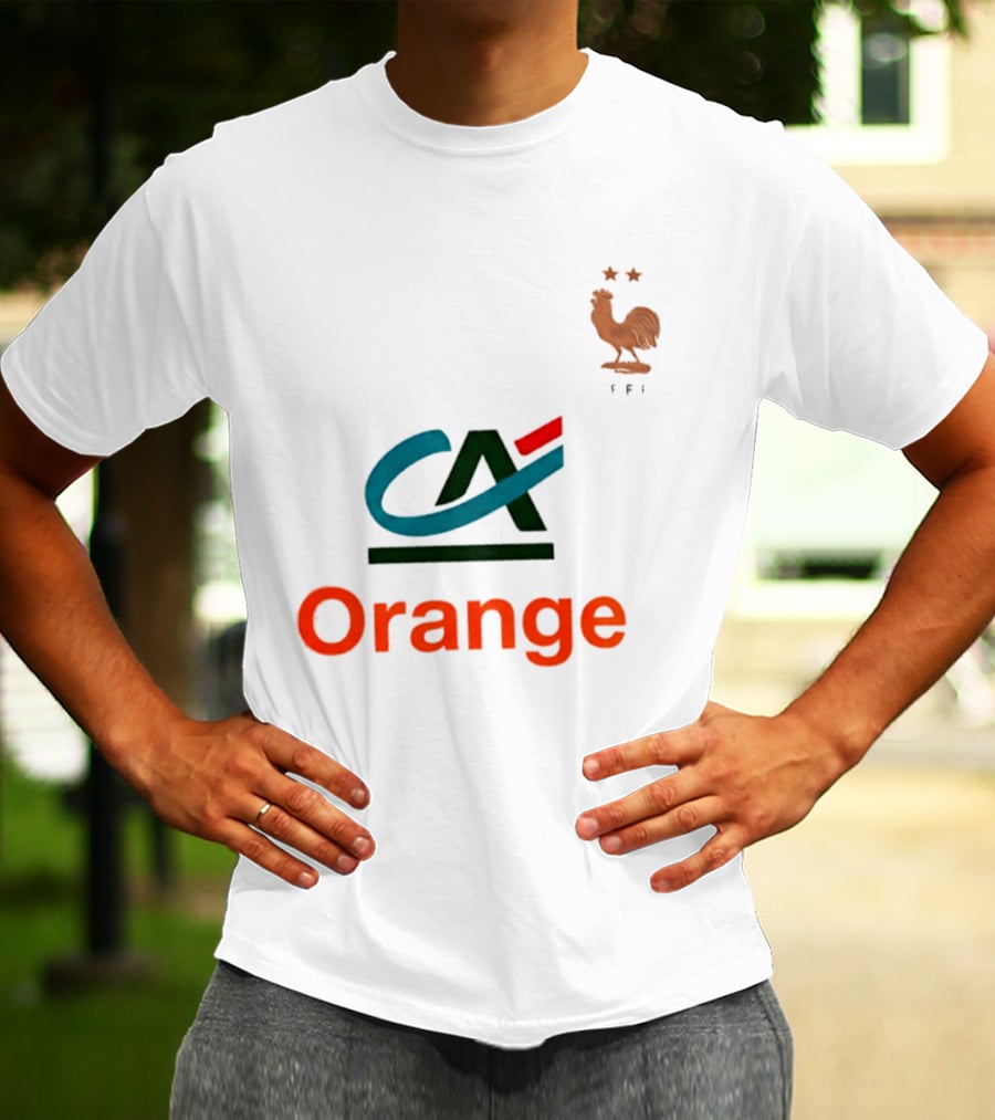 Crédit Agricole Orange Rooster Emblem With Stars And FF T-Shirt