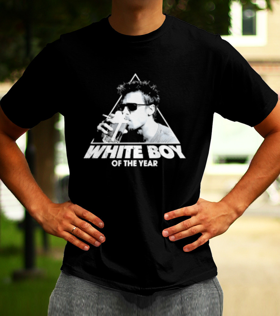 White Boy Of The Year Brad Pitt Fight Club Smoking And Beer T-Shirt