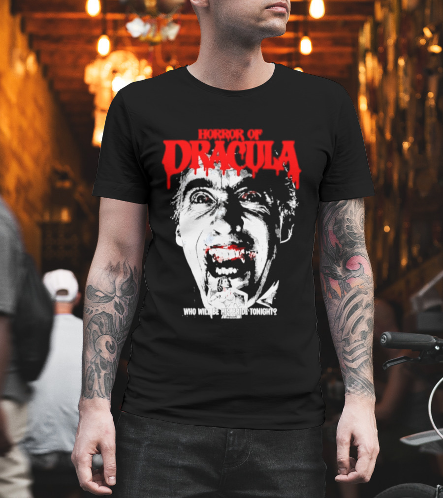 Horror Of Dracula Who Will Be His Bride Tonight Vintage Vampire Movie T-Shirt