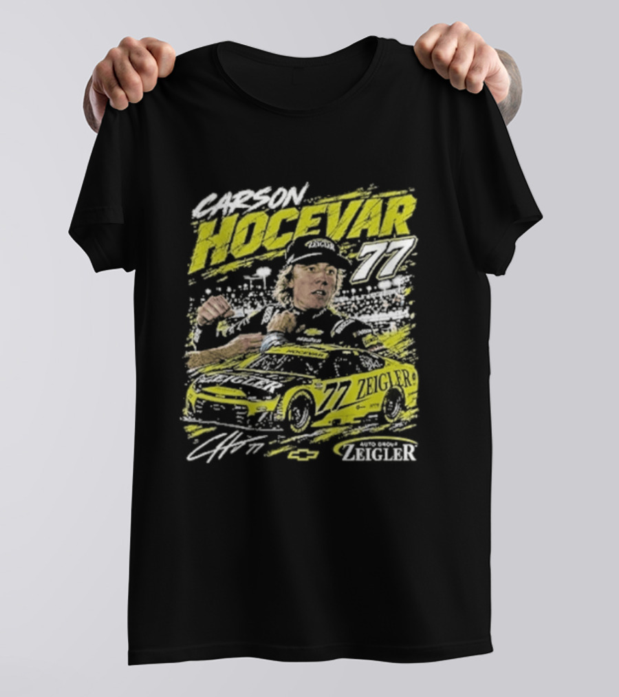 Carson Hocevar 77 Cartoon Race Car And Driver T-Shirt