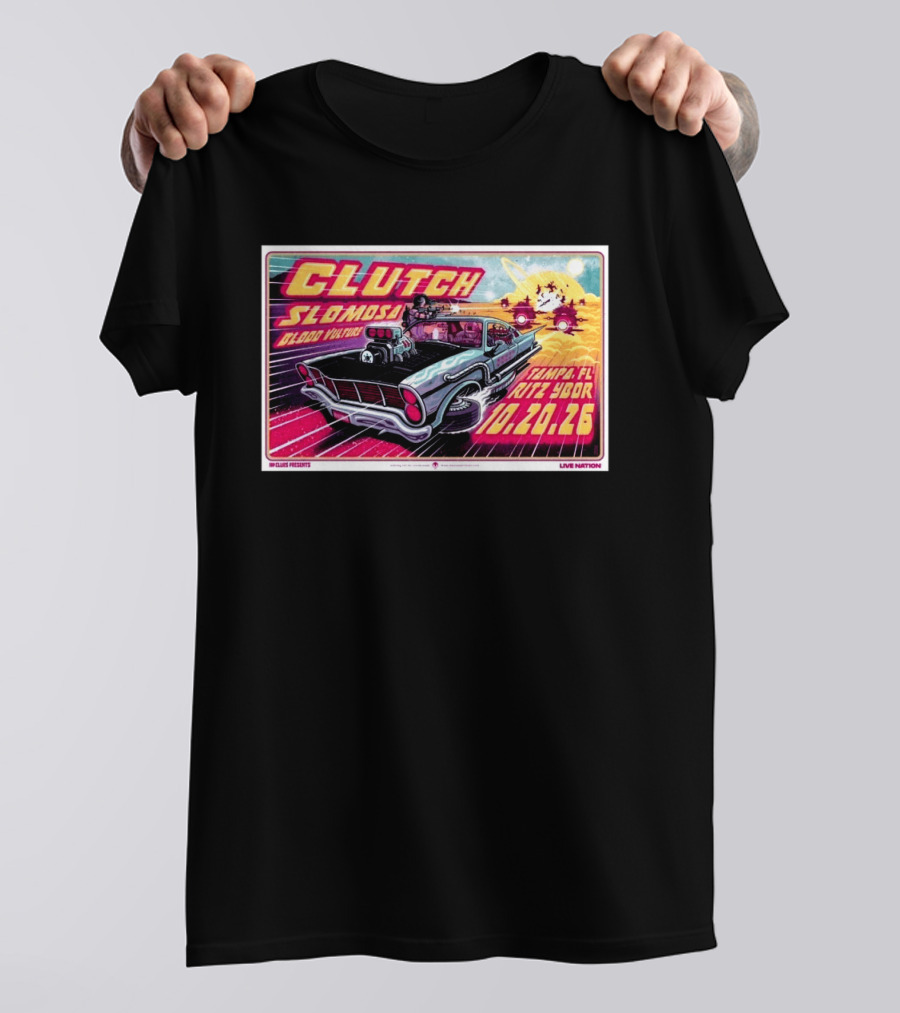 Clutch Slomosa Blood Vulture Tampa FL Ritz Ybor 10 20 26 Live Nation Promo Car T-Shirt