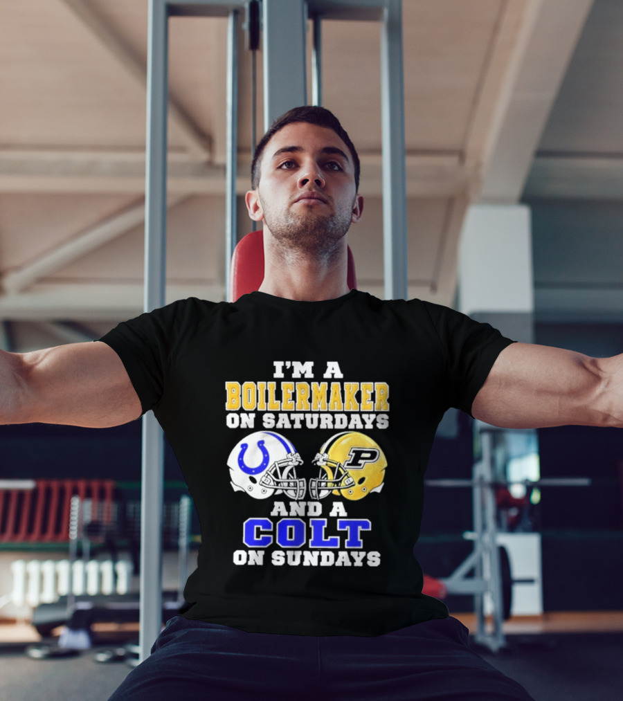 I'm A Boilermaker On Saturdays And A Colt On Sundays Football Helmets T-Shirt