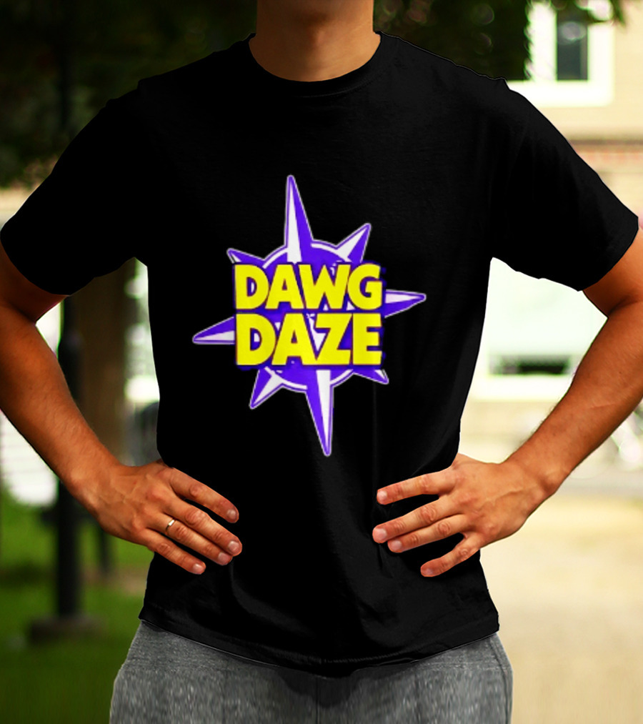Dawg Daze University Campus Orientation Purple And Yellow Starburst T-Shirt