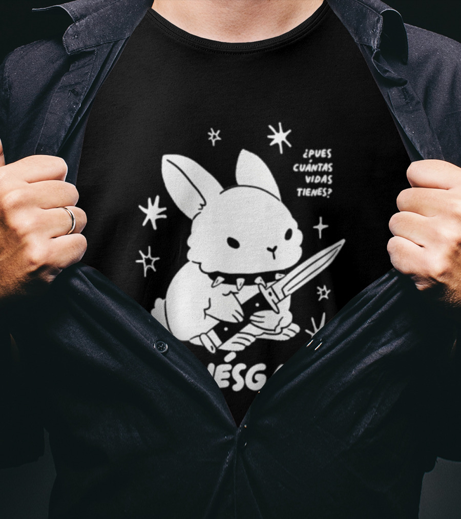 Dulce Nopronto ¿Pues Cuántas Vidas Tienes Arriésgate Conejo Cuchillo Kawaii Estrellas T-Shirt