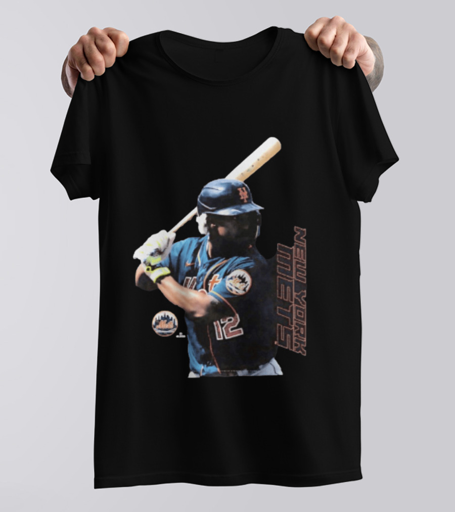 Francisco Lindor New York Mets MLB Number 12 Baseball Batting Action T-Shirt