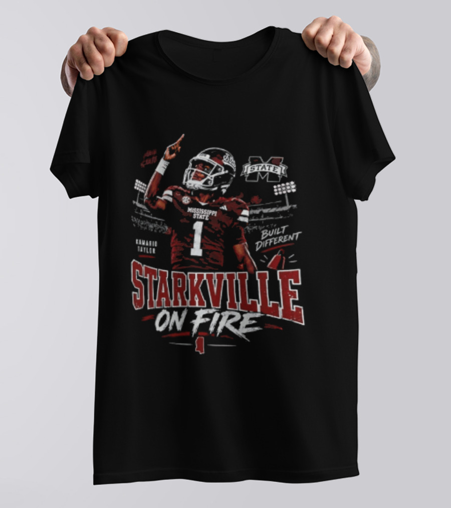 Mississippi State Bulldogs Kamario Taylor Starkville On Fire Hail State T-Shirt