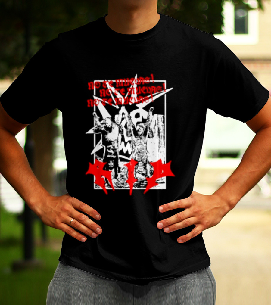 No Te Muevas Rip Punk Rock Hardcore Band White And Red Distorted T-Shirt