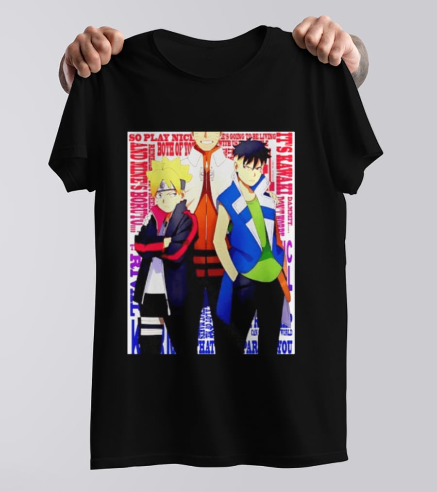 Uzumaki Boruto Naruto Kawaki Rivals Bright Style Manga Characters T-Shirt