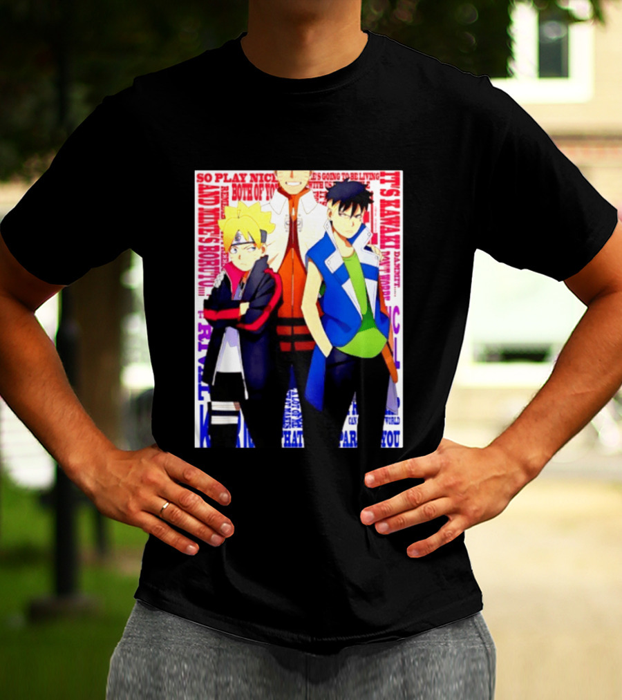 Uzumaki Boruto Naruto Kawaki Rivals Bright Style Manga Characters T-Shirt