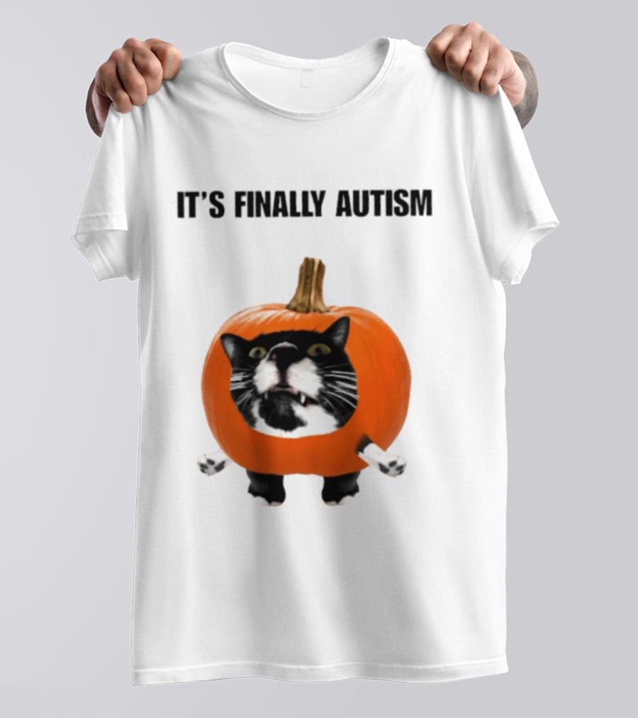 It's Finally Autism Cat Pumpkin T-Shirt