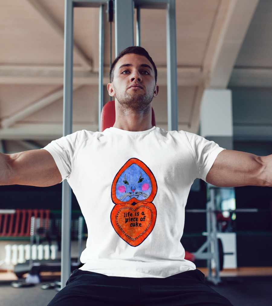 Life Is A Piece Of Cake Cat Heart Mirror T-Shirt