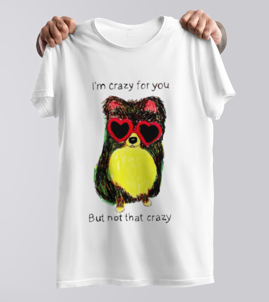 Pomeranian Wearing Heart Glasses I'm Crazy For You But Not That Crazy T-Shirt