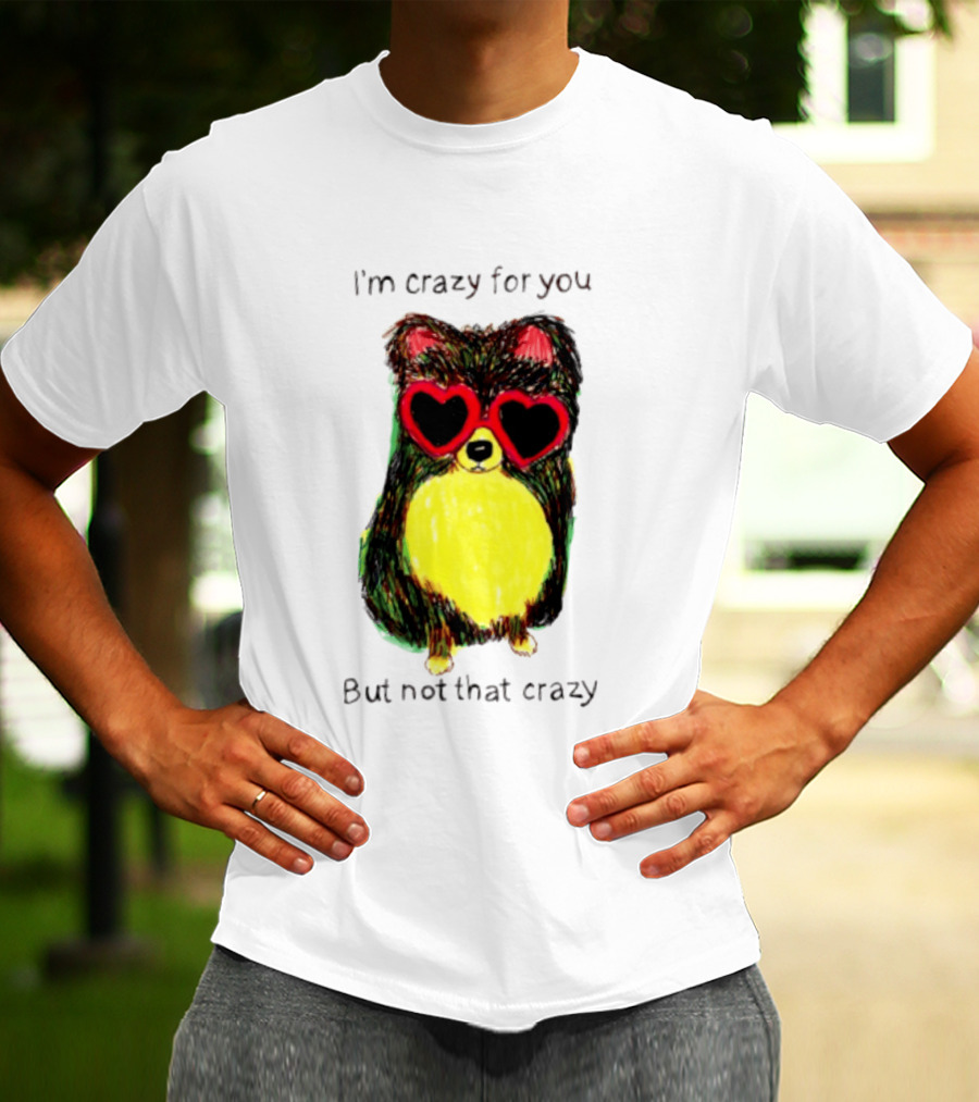Pomeranian Wearing Heart Glasses I'm Crazy For You But Not That Crazy T-Shirt