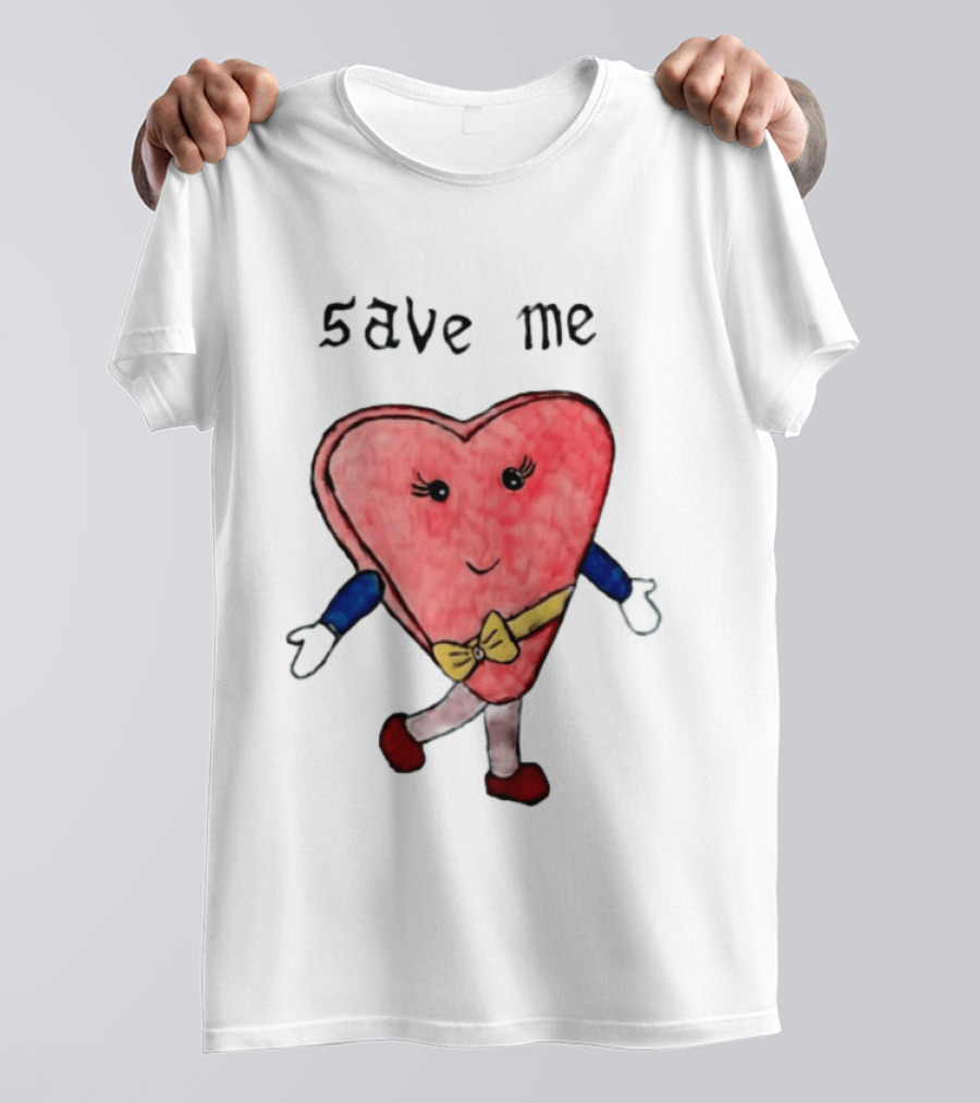 Save Me Heart Cartoon With Bowtie And Arms T-Shirt