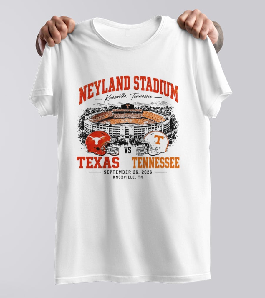 Neyland Stadium Knoxville Texas Vs Tennessee September 26 2026 Matchup T-Shirt
