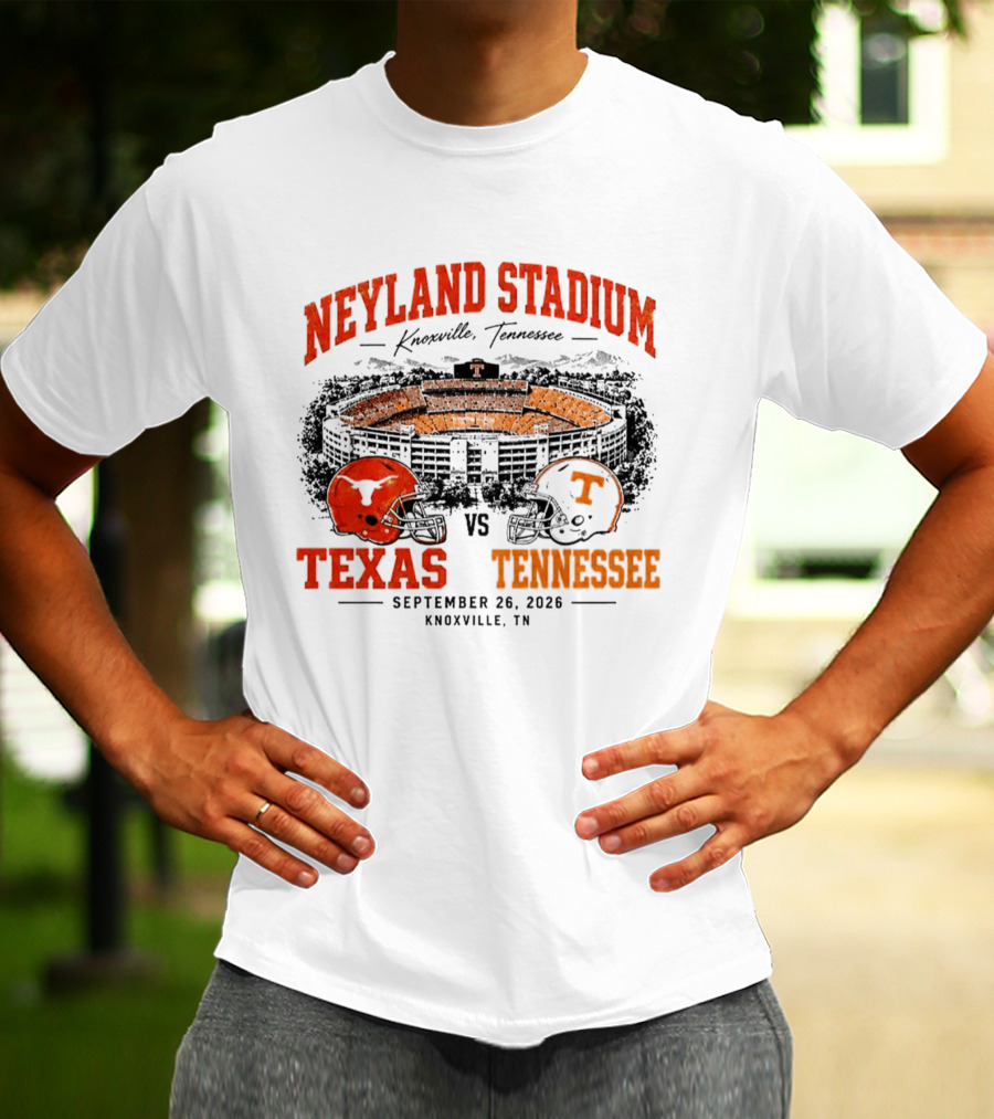 Neyland Stadium Knoxville Texas Vs Tennessee September 26 2026 Matchup T-Shirt