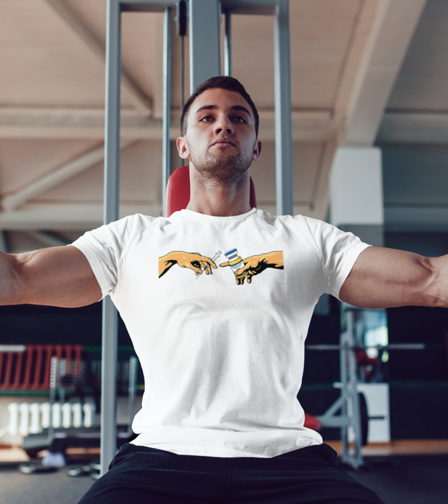 The Creation Of Adam Trenbolone Acetate Needle And Vial Hands T-Shirt
