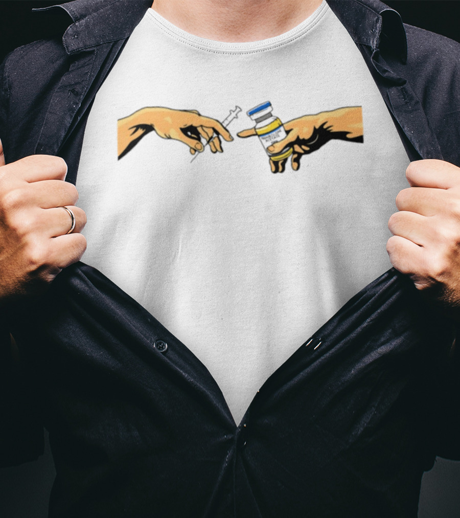 The Creation Of Adam Trenbolone Acetate Needle And Vial Hands T-Shirt