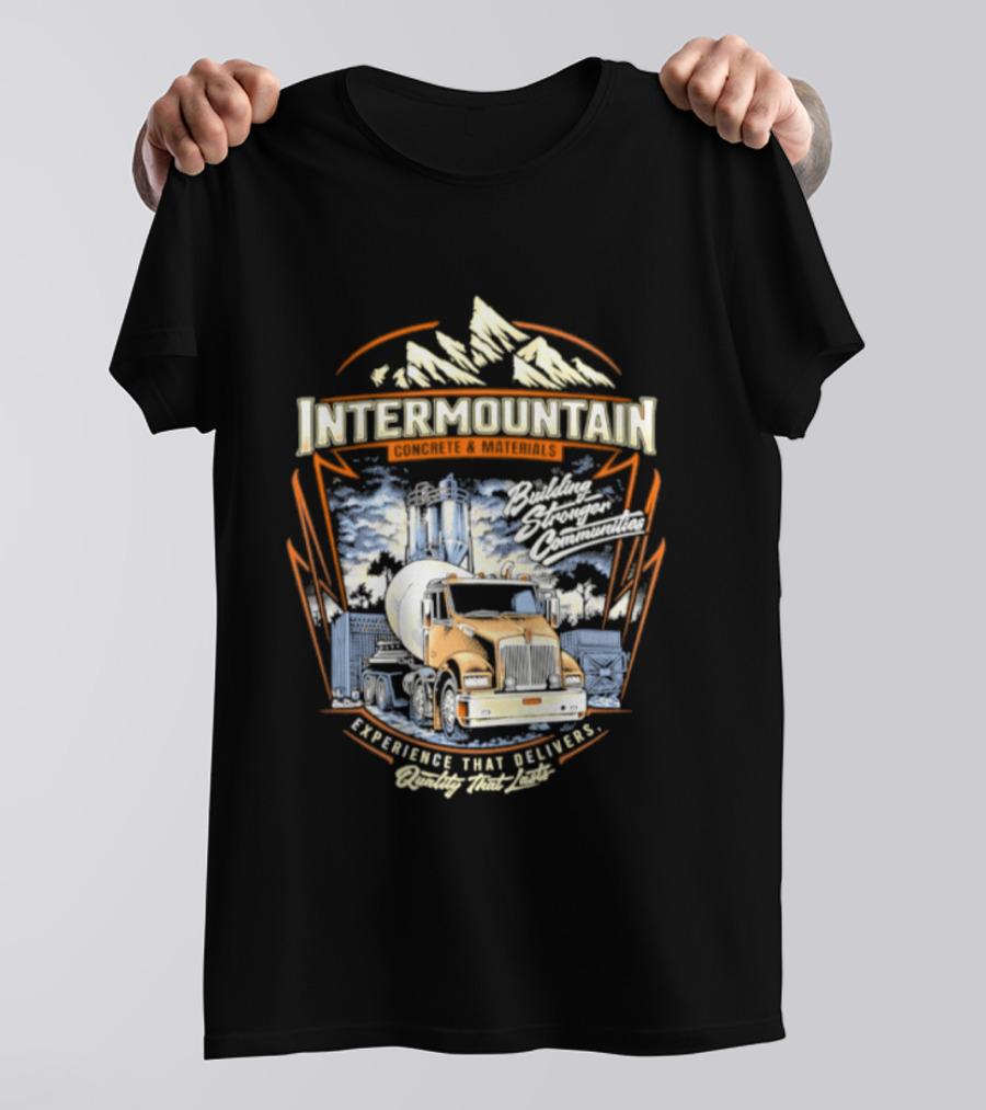 Intermountain Concrete And Materials Building America Truck Mountains Scene T-Shirt