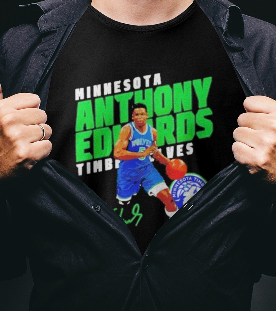Minnesota Anthony Edwards Timberwolves Basketball Player Signature T-Shirt