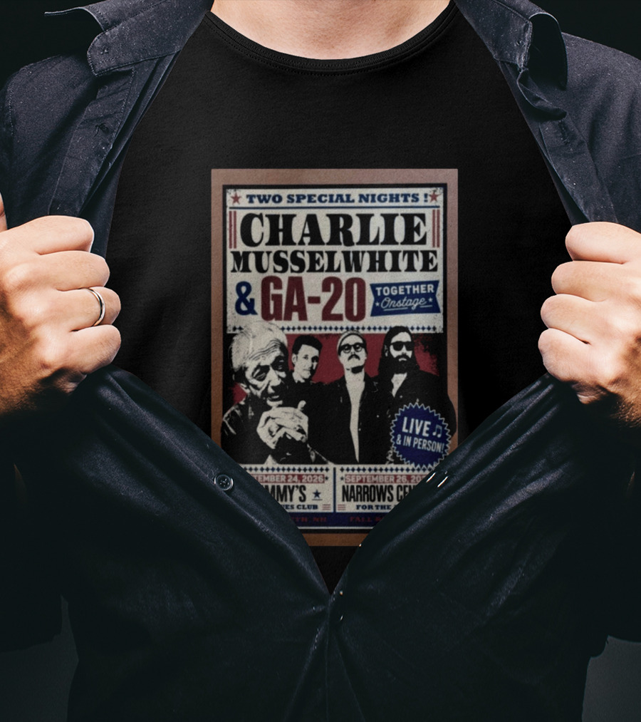 Charlie Musselwhite GA 20 Live At Jimmy's Jazz September 2026 Portsmouth NH T-Shirt