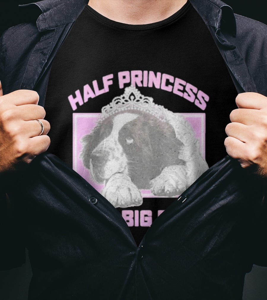 Half Princess Half Big Dawg Pink Tiara Dog T-Shirt