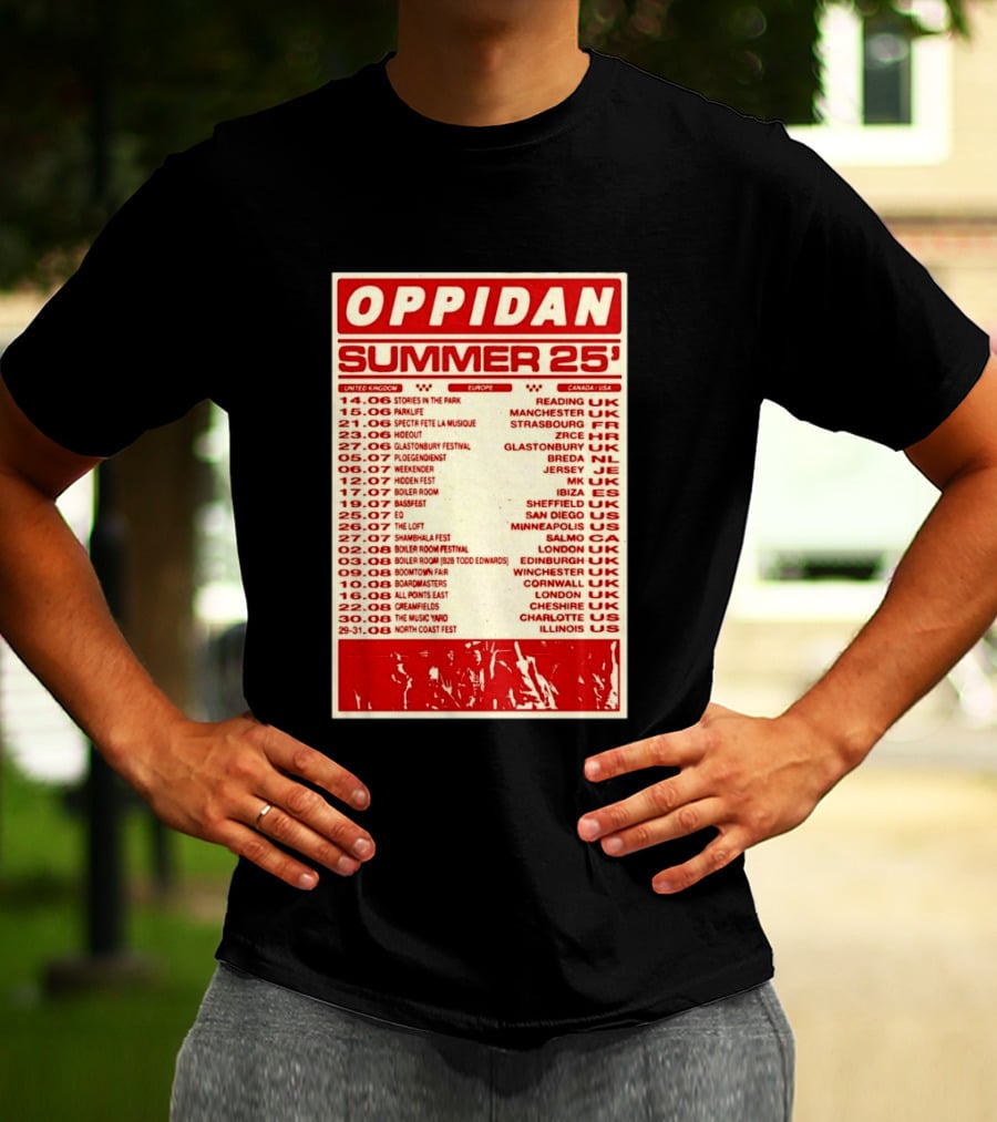 Oppidan Summer Tour 2025 Concert Dates Across UK Europe Canada USA T-Shirt