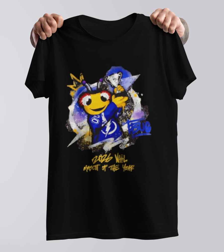 Tampa Bay Lightning Thunderbug Holding Trophy 2026 T-Shirt