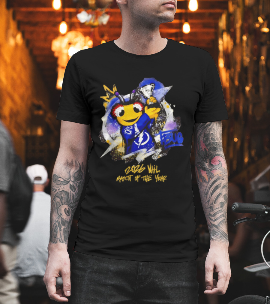 Tampa Bay Lightning Thunderbug Holding Trophy 2026 T-Shirt