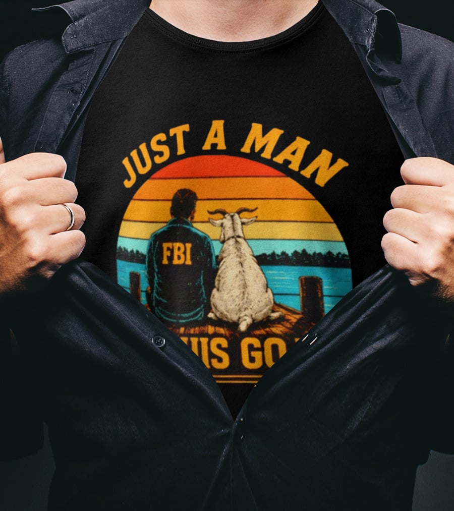 Just A Man And His Goat Fbi Meme Kash Patel Sunset Lake View T-Shirt