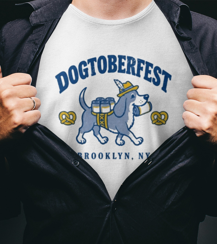Dogtoberfest Brooklyn NY Pretzel Dog With Beer Kegs 2026 Cyclones T-Shirt