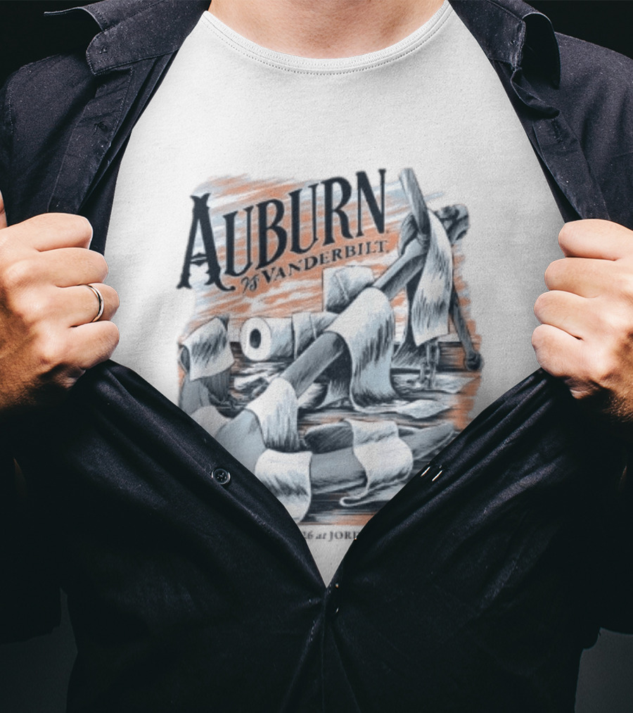 Auburn Vs Vanderbilt September 26th 2026 Jordan Hare Stadium Gameday Football Matchup Toilet Paper War Scene T-Shirt