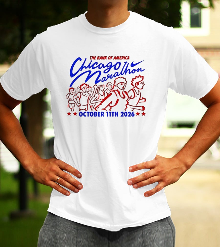 Bank Of America Chicago Marathon October 11th 2026 Event With Runners And Nike Swoosh T-Shirt