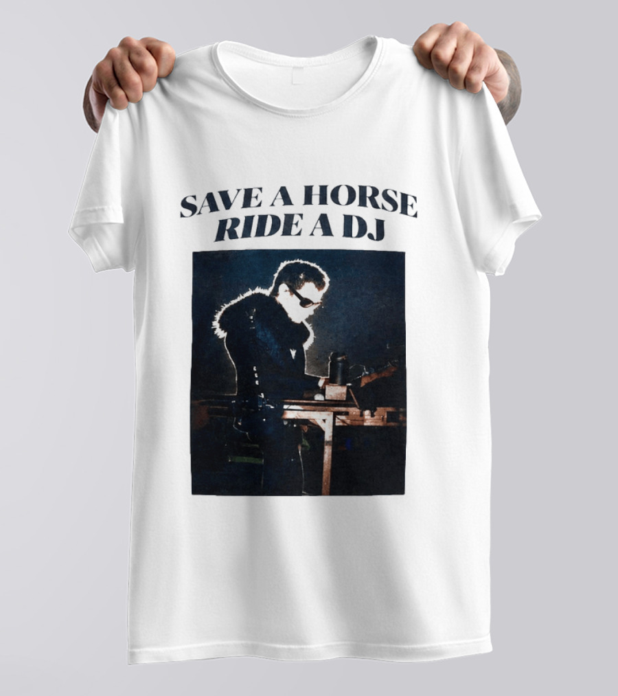Save A Horse Ride A DJ Musician With Equipment And Sunglasses T-Shirt