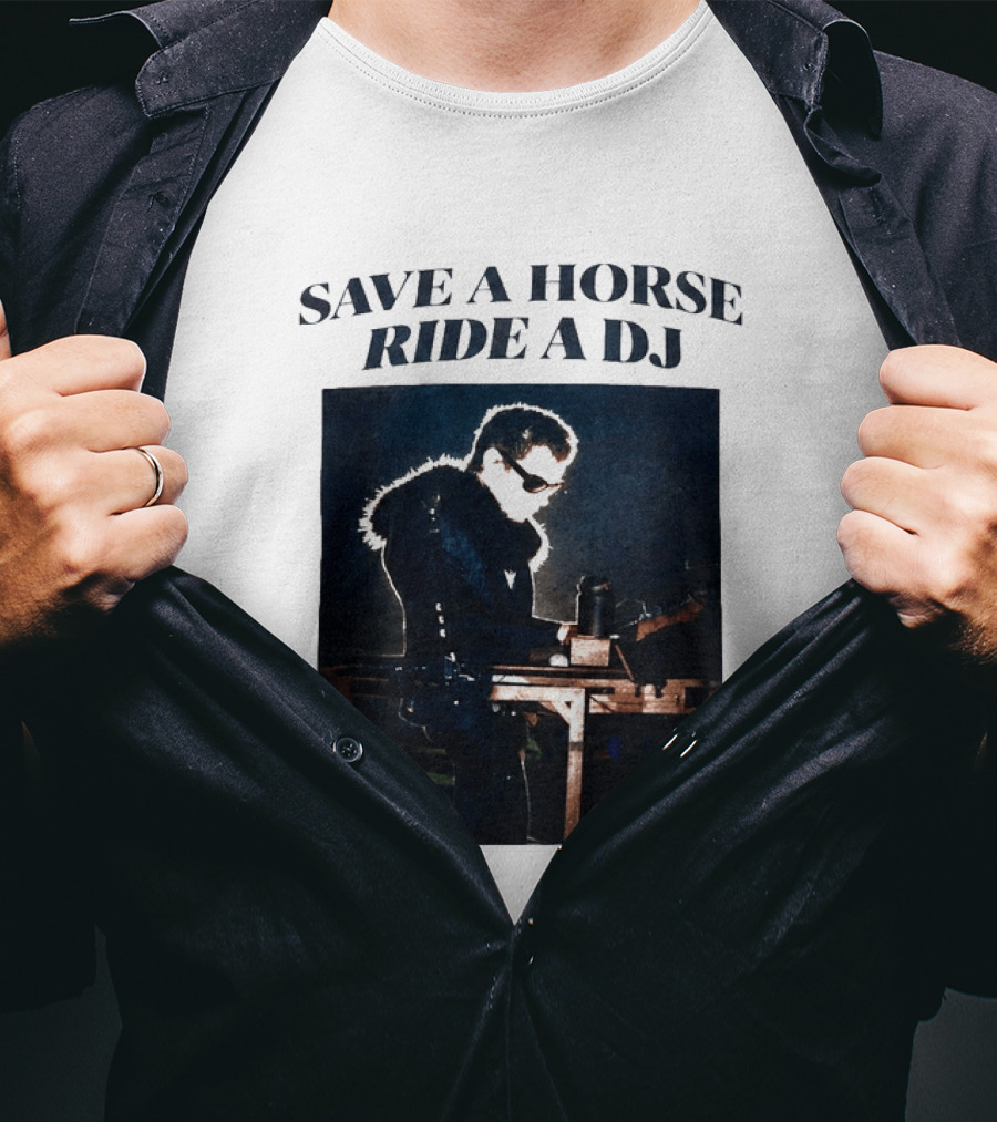 Save A Horse Ride A DJ Musician With Equipment And Sunglasses T-Shirt