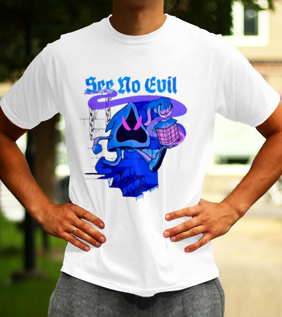 See No Evil Grim Reaper Lantern Spooky T-Shirt
