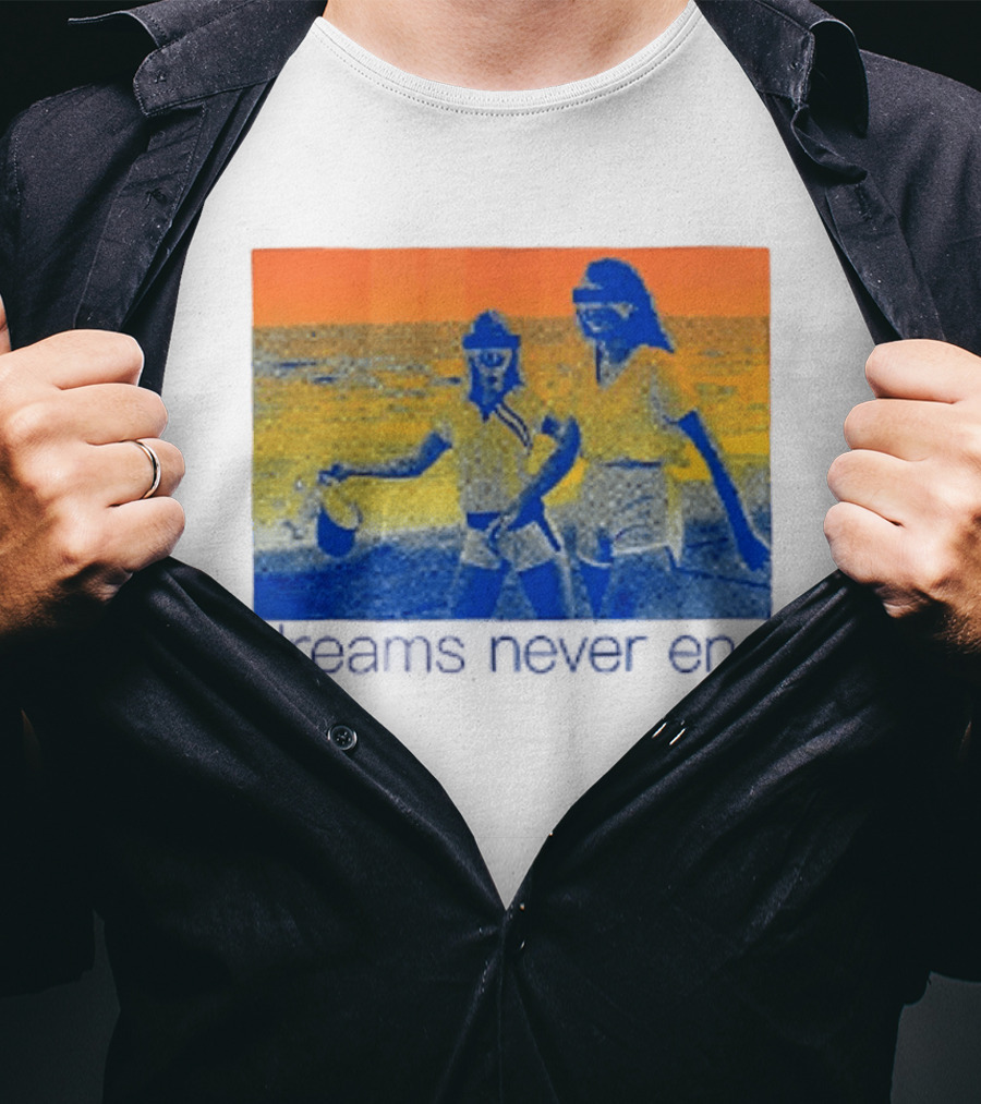 Dreams Never End DFA Records New York City Retro Beach Scene T-Shirt