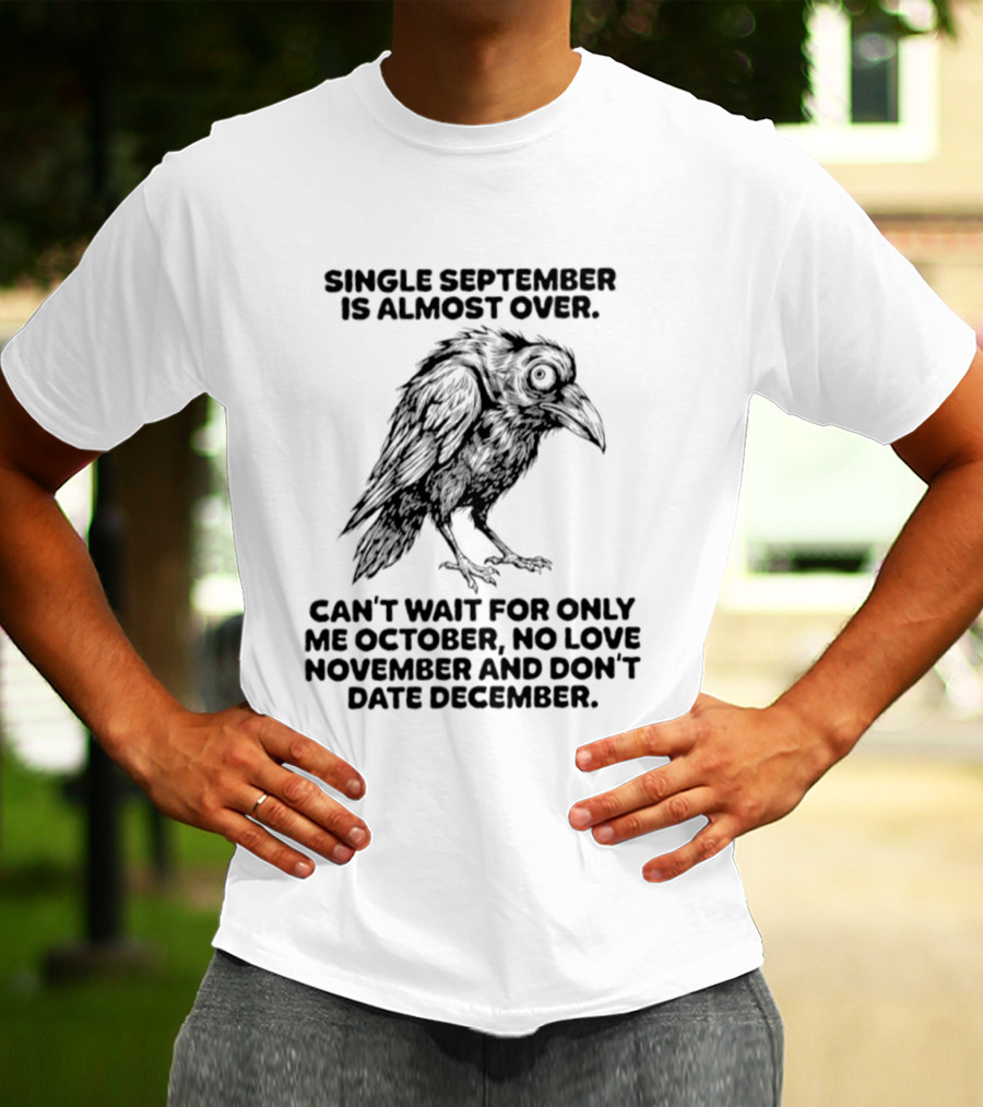 Single September Is Almost Over Can't Wait For Only Me October No Love November And Don't Date December Raven T-Shirt