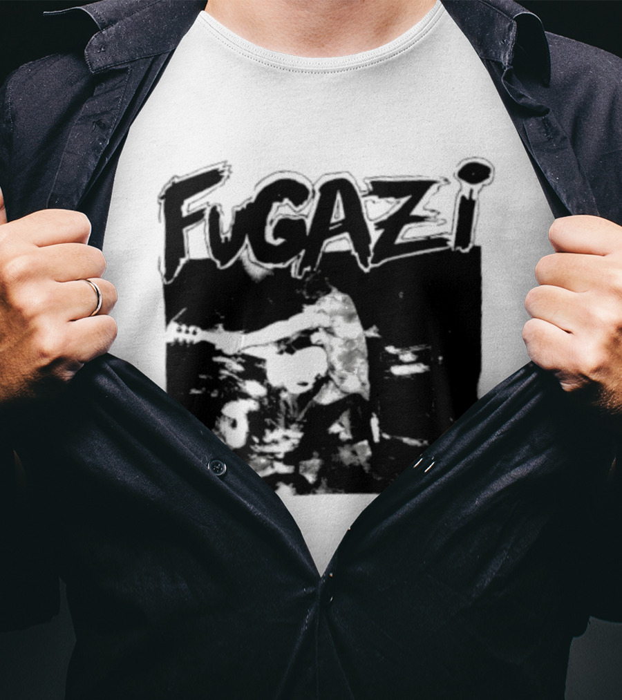 Fugazi Band Post Hardcore Ian MacKaye Black And White T-Shirt