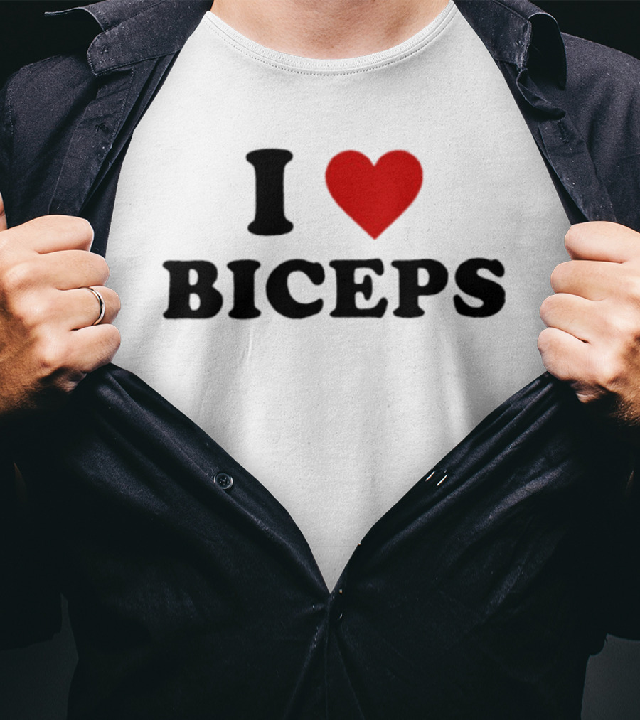 I Love Biceps Heart Symbol Fitness Motivational Phrase T-Shirt