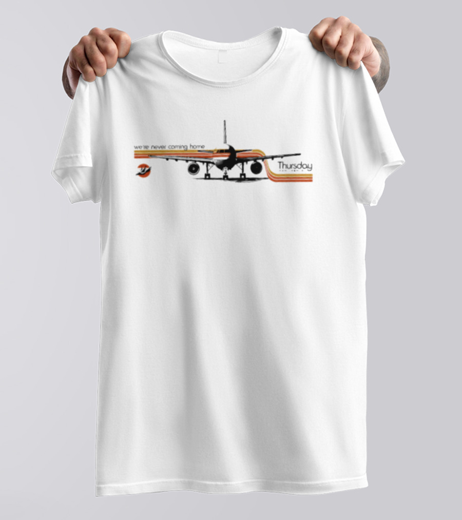 We're Never Coming Home Plane Thursday Orange Stripes T-Shirt