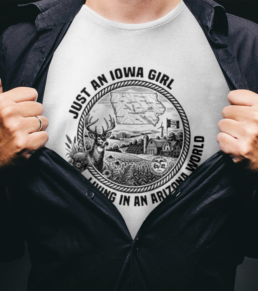 Just An Iowa Girl Living In An Arizona World Deer And Desert Scene T-Shirt