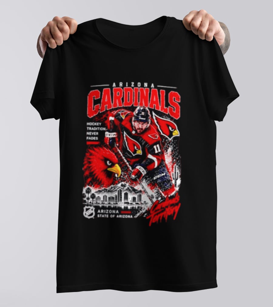 Arizona Cardinals NHL Hockey Tradition Never Fades Cardinals Territory Arizona Skyline T-Shirt