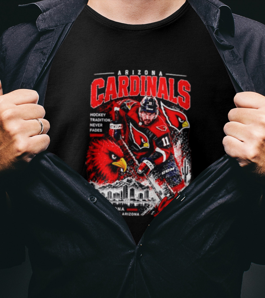 Arizona Cardinals NHL Hockey Tradition Never Fades Cardinals Territory Arizona Skyline T-Shirt