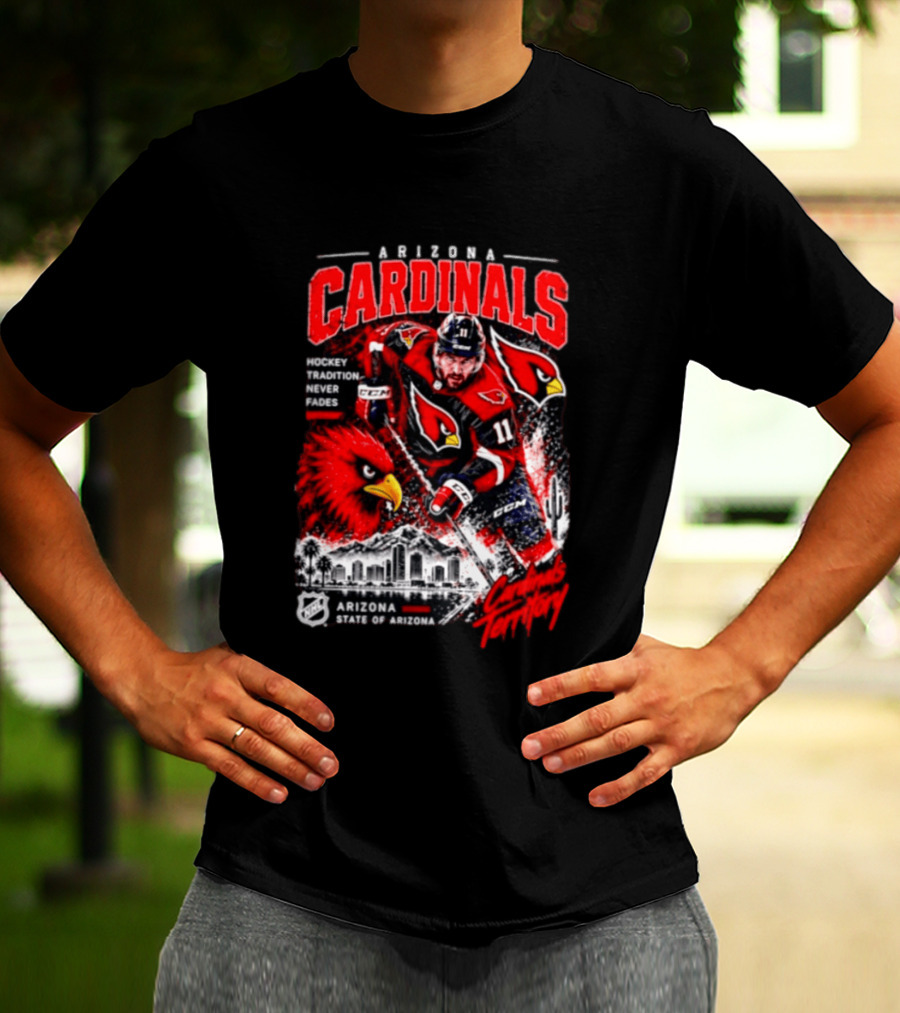 Arizona Cardinals NHL Hockey Tradition Never Fades Cardinals Territory Arizona Skyline T-Shirt
