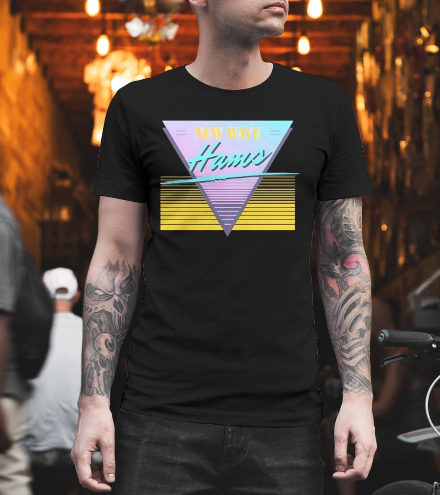 New Wave Hams Retro 80s Aesthetic Triangle Stripes T-Shirt