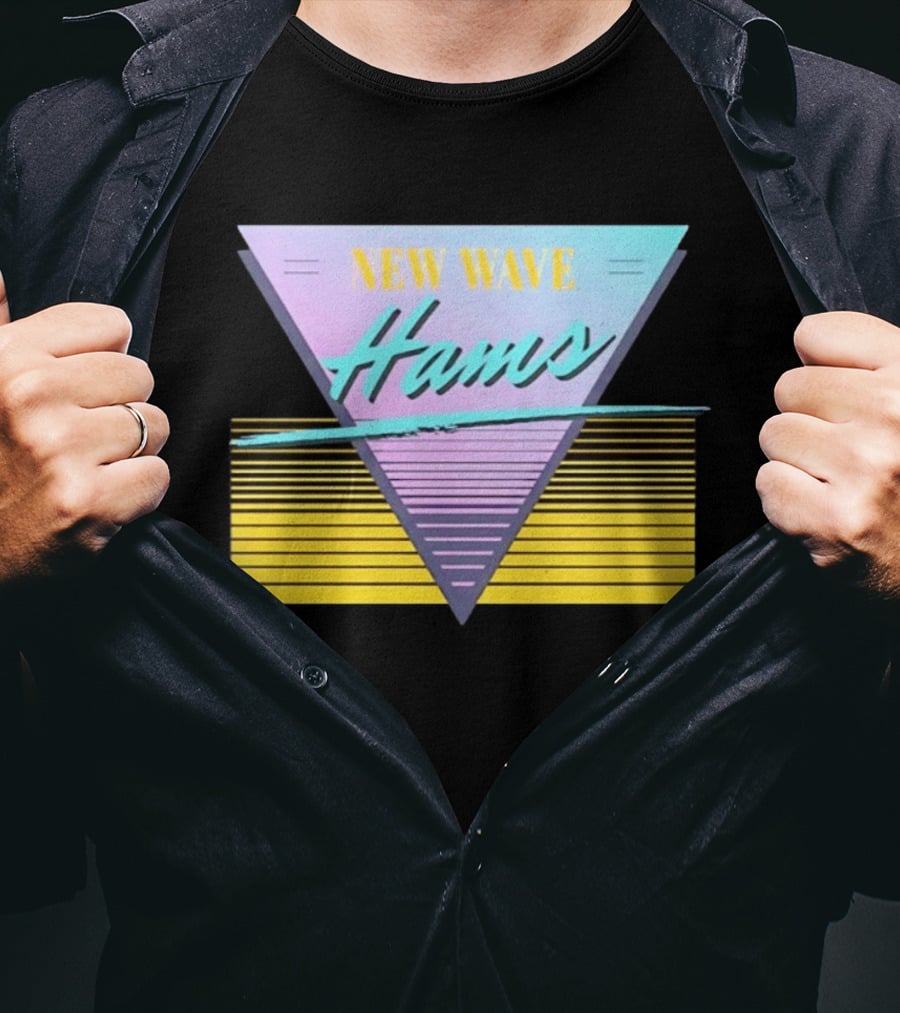 New Wave Hams Retro 80s Aesthetic Triangle Stripes T-Shirt