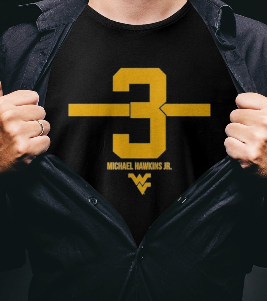 West Virginia 3 Michael Hawkins Jr. WVU Football Number T-Shirt